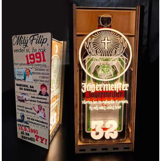 Exkluzívny darčekový box na flašu alkoholu JAGERMEISTER 1 l
